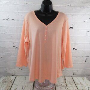 Style & Co Plus Waffle Knit Pullover Henley Sweater Top